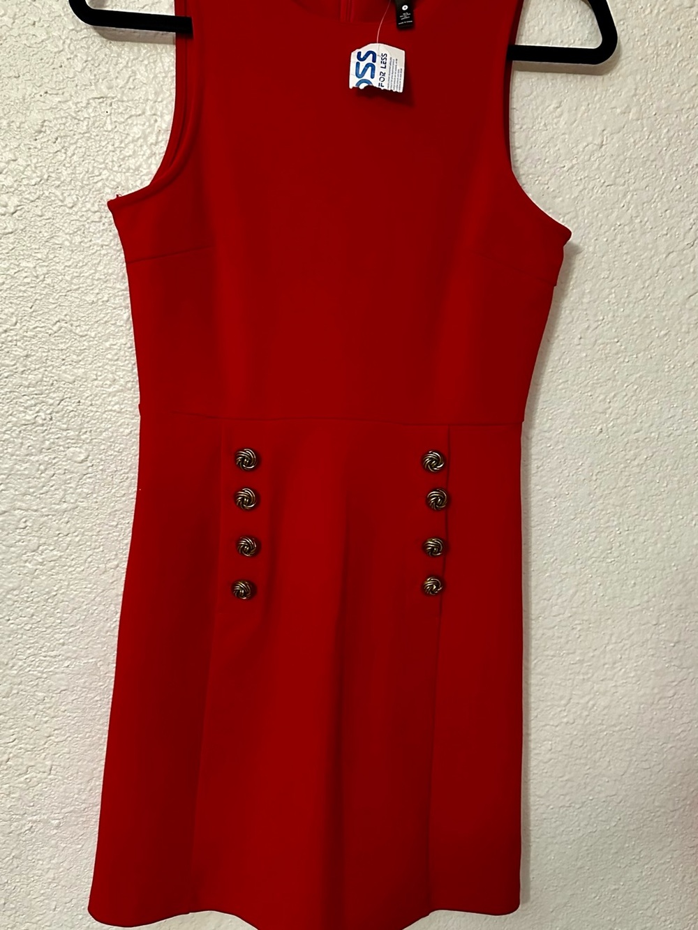 Aqua Vibrant Red Sleeveless Dress with Front Buttons